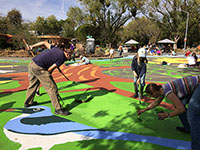 painting grass behind scrub jay