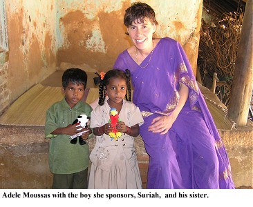 Dr Adele Moussas with her sponsoree, Suriah, and his sister.