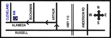 Map to 606 Cleveland in Davis, CA