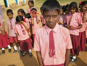 Boy with groups of kids